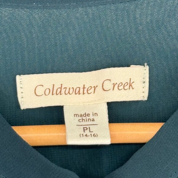 Coldwater Creek Womens Sheer Long Sleeve Peasant Blouse size large petite - Picture 3 of 12